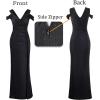imageVFSHOW Womens Sexy Deep V Neck Ruched High Slit Formal Prom Maxi Dress 2023 Cold Shoulder Special Occasion Evening Long GownSparkly Blackc