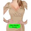 imageVFSHOW Womens Sexy Deep V Neck Ruched High Slit Formal Prom Maxi Dress 2023 Cold Shoulder Special Occasion Evening Long GownSparkly Champagnec