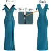 imageVFSHOW Womens Sexy Deep V Neck Ruched High Slit Formal Prom Maxi Dress 2023 Cold Shoulder Special Occasion Evening Long GownSparkly Peacock Blueb