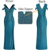 imageVFSHOW Womens Sexy Deep V Neck Ruched High Slit Formal Prom Maxi Dress 2023 Cold Shoulder Special Occasion Evening Long GownSparkly Teal Blueb