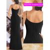 imageVFSHOW Womens Sexy Formal Ruched Fitted High Slit Bodycon Maxi Dress Spaghetti Strap Sweetheart Cocktail Prom Evening GownBlack Knitb
