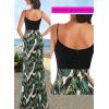 imageVFSHOW Womens Sexy Formal Ruched Fitted High Slit Bodycon Maxi Dress Spaghetti Strap Sweetheart Cocktail Prom Evening GownBlack and Green Floral Print