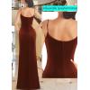 imageVFSHOW Womens Sexy Formal Ruched Fitted High Slit Bodycon Maxi Dress Spaghetti Strap Sweetheart Cocktail Prom Evening GownBurnt Orange Velvet