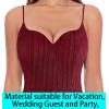 imageVFSHOW Womens Sexy Formal Ruched Fitted High Slit Bodycon Maxi Dress Spaghetti Strap Sweetheart Cocktail Prom Evening GownDark Red Knit