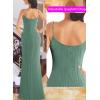 imageVFSHOW Womens Sexy Formal Ruched Fitted High Slit Bodycon Maxi Dress Spaghetti Strap Sweetheart Cocktail Prom Evening GownGreen Knit