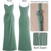 imageVFSHOW Womens Sexy Formal Ruched Fitted High Slit Bodycon Maxi Dress Spaghetti Strap Sweetheart Cocktail Prom Evening GownGreen Knit