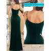 imageVFSHOW Womens Sexy Formal Ruched Fitted High Slit Bodycon Maxi Dress Spaghetti Strap Sweetheart Cocktail Prom Evening GownGreen Velvet