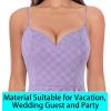 imageVFSHOW Womens Sexy Formal Ruched Fitted High Slit Bodycon Maxi Dress Spaghetti Strap Sweetheart Cocktail Prom Evening GownLight Purple Plaid