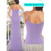 imageVFSHOW Womens Sexy Formal Ruched Fitted High Slit Bodycon Maxi Dress Spaghetti Strap Sweetheart Cocktail Prom Evening GownLight Purple Plaid