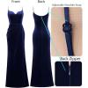 imageVFSHOW Womens Sexy Formal Ruched Fitted High Slit Bodycon Maxi Dress Spaghetti Strap Sweetheart Cocktail Prom Evening GownNavy Blue Velvet