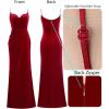 imageVFSHOW Womens Sexy Formal Ruched Fitted High Slit Bodycon Maxi Dress Spaghetti Strap Sweetheart Cocktail Prom Evening GownRed Velvet