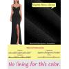 imageVFSHOW Womens Sexy Formal Ruched Fitted High Slit Bodycon Maxi Dress Spaghetti Strap Sweetheart Cocktail Prom Evening GownSparkly Blackc