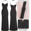 imageVFSHOW Womens Sexy Formal Ruched Fitted High Slit Bodycon Maxi Dress Spaghetti Strap Sweetheart Cocktail Prom Evening GownSparkly Blackc