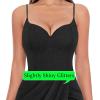 imageVFSHOW Womens Sexy Formal Ruched Fitted High Slit Bodycon Maxi Dress Spaghetti Strap Sweetheart Cocktail Prom Evening GownSparkly Blackc