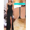 imageVFSHOW Womens Sexy Formal Ruched Fitted High Slit Bodycon Maxi Dress Spaghetti Strap Sweetheart Cocktail Prom Evening GownSparkly Blackc