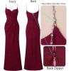 imageVFSHOW Womens Sexy Formal Ruched Fitted High Slit Bodycon Maxi Dress Spaghetti Strap Sweetheart Cocktail Prom Evening GownSparkly Dark Red