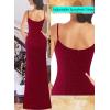 imageVFSHOW Womens Sexy Formal Ruched Fitted High Slit Bodycon Maxi Dress Spaghetti Strap Sweetheart Cocktail Prom Evening GownSparkly Dark Redd