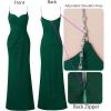 imageVFSHOW Womens Sexy Formal Ruched Fitted High Slit Bodycon Maxi Dress Spaghetti Strap Sweetheart Cocktail Prom Evening GownSparkly Green