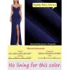 imageVFSHOW Womens Sexy Formal Ruched Fitted High Slit Bodycon Maxi Dress Spaghetti Strap Sweetheart Cocktail Prom Evening GownSparkly Navy Blueb