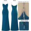 imageVFSHOW Womens Sexy Formal Ruched Fitted High Slit Bodycon Maxi Dress Spaghetti Strap Sweetheart Cocktail Prom Evening GownSparkly Peacock Blue