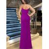 imageVFSHOW Womens Sexy Formal Ruched Fitted High Slit Bodycon Maxi Dress Spaghetti Strap Sweetheart Cocktail Prom Evening GownSparkly Purple