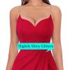 imageVFSHOW Womens Sexy Formal Ruched Fitted High Slit Bodycon Maxi Dress Spaghetti Strap Sweetheart Cocktail Prom Evening GownSparkly Red