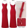 imageVFSHOW Womens Sexy Formal Ruched Fitted High Slit Bodycon Maxi Dress Spaghetti Strap Sweetheart Cocktail Prom Evening GownSparkly Red