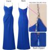 imageVFSHOW Womens Sexy Formal Ruched Fitted High Slit Bodycon Maxi Dress Spaghetti Strap Sweetheart Cocktail Prom Evening GownSparkly Royal Blueb