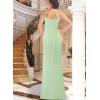 imageVFSHOW Womens Sexy Formal Ruched Fitted High Slit Bodycon Maxi Dress Spaghetti Strap Sweetheart Cocktail Prom Evening GownSparkly Sage Green