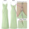 imageVFSHOW Womens Sexy Formal Ruched Fitted High Slit Bodycon Maxi Dress Spaghetti Strap Sweetheart Cocktail Prom Evening GownSparkly Sage Green