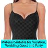 imageVFSHOW Womens Sexy Formal Ruched Fitted High Slit Bodycon Maxi Dress Spaghetti Strap Sweetheart Cocktail Prom Evening GownTextured Black Plaid