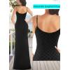 imageVFSHOW Womens Sexy Formal Ruched Fitted High Slit Bodycon Maxi Dress Spaghetti Strap Sweetheart Cocktail Prom Evening GownTextured Black Plaid