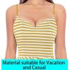 imageVFSHOW Womens Sexy Formal Ruched Fitted High Slit Bodycon Maxi Dress Spaghetti Strap Sweetheart Cocktail Prom Evening GownYellow Stripes Knit