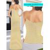 imageVFSHOW Womens Sexy Formal Ruched Fitted High Slit Bodycon Maxi Dress Spaghetti Strap Sweetheart Cocktail Prom Evening GownYellow Stripes Knit
