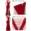 imageVFSHOW Womens V Halter Neck Celebrity Ruffle High Split Formal Evening Gown Wedding Prom Maxi DressSolid Red