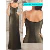 imageVFSHOW Womens Sexy Formal Ruched Fitted High Slit Bodycon Maxi Dress Spaghetti Strap Sweetheart Cocktail Prom Evening GownBlack and Gold a