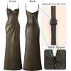 imageVFSHOW Womens Sexy Formal Ruched Fitted High Slit Bodycon Maxi Dress Spaghetti Strap Sweetheart Cocktail Prom Evening GownBlack and Gold a