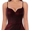 imageVFSHOW Womens Sexy Formal Ruched Fitted High Slit Bodycon Maxi Dress Spaghetti Strap Sweetheart Cocktail Prom Evening GownBlack and Red a