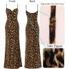 imageVFSHOW Womens Sexy Formal Ruched Fitted High Slit Bodycon Maxi Dress Spaghetti Strap Sweetheart Cocktail Prom Evening GownLeopard Print