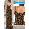imageVFSHOW Womens Sexy Formal Ruched Fitted High Slit Bodycon Maxi Dress Spaghetti Strap Sweetheart Cocktail Prom Evening GownLeopard Print