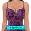 imageVFSHOW Womens Sexy Formal Ruched Fitted High Slit Bodycon Maxi Dress Spaghetti Strap Sweetheart Cocktail Prom Evening GownPurple and Velvet Floral