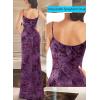 imageVFSHOW Womens Sexy Formal Ruched Fitted High Slit Bodycon Maxi Dress Spaghetti Strap Sweetheart Cocktail Prom Evening GownPurple and Velvet Floral