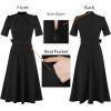 imageVFSHOW Womens 2024 Business Work Office Pockets Belted Buttons Elegant Fit and Flare ALine DressBlackb