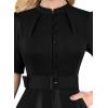 imageVFSHOW Womens 2024 Business Work Office Pockets Belted Buttons Elegant Fit and Flare ALine DressBlackb