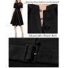imageVFSHOW Womens 2024 Business Work Office Pockets Belted Buttons Elegant Fit and Flare ALine DressBlackb