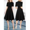 imageVFSHOW Womens 2024 Business Work Office Pockets Belted Buttons Elegant Fit and Flare ALine DressBlackb