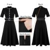 imageVFSHOW Womens 2024 Business Work Office Pockets Belted Buttons Elegant Fit and Flare ALine DressBlackwhite Piping