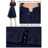imageVFSHOW Womens 2024 Business Work Office Pockets Belted Buttons Elegant Fit and Flare ALine DressDark Blueb