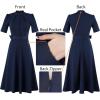 imageVFSHOW Womens 2024 Business Work Office Pockets Belted Buttons Elegant Fit and Flare ALine DressDark Blueb