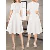 imageVFSHOW Womens 2024 Business Work Office Pockets Belted Buttons Elegant Fit and Flare ALine DressOffwhite